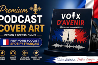 design premium podcast cover art, cover design for your french spotify podcast