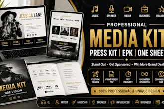 do media kit press kit epk  media kit press kit design one sheet influencer