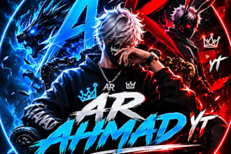 design epic gaming logo, youtube banner and esports branding