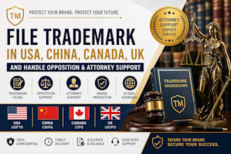 trademark registration USA china canada UK with opposition and attorney support