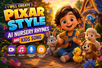 create pixar inspired ai nursery rhymes and kid songs