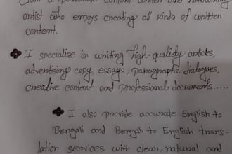 write professional content and beautiful handwritten text