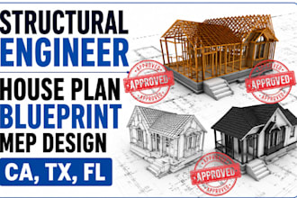 structural engineer house plan blue print mep design ca, tx, fl