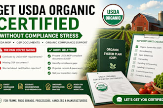 help you get usda organic certification, OSP, nop compliance, and paperwork