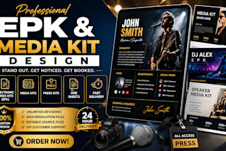 design and create media kit, and one sheet for your brand press kit, epk,
