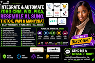 integrate slack crm wix pika resemble ai suno tiktok manychat zapier automation