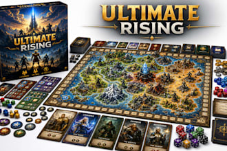 design your board game cards, box, and rulebook