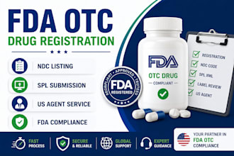 handle fda otc drug registration ndc listing spl submission and US agent service