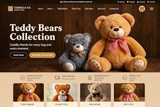 design teddy bear shopify kids toy kids wear store plush toy teddy bear website