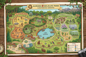 design zoo, wildlife park, tourism, campsite and botanical garden maps