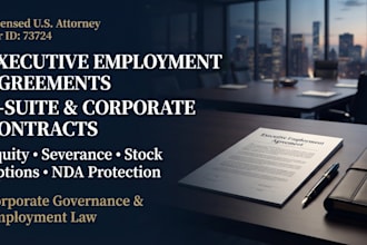 draft an executive employment agreement compliant with US corporate law