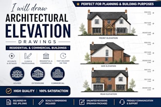draw architectural elevation drawings for residential and commercial buildings
