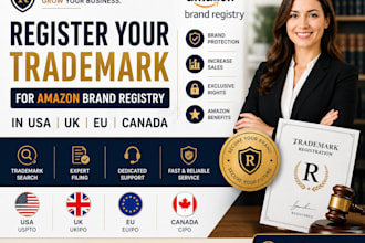 register your trademark for amazon brand registry in USA UK eu au canada france