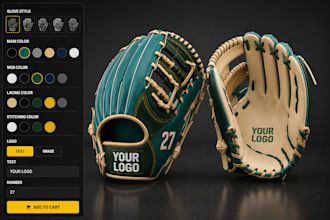 design 2d 3d baseball, softball, batting glove configurator kickflip zakeke pod