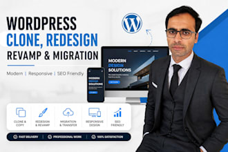 redesign, revamp, clone or migrate your wordpress website