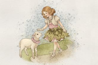 draw vintage and nostalgic childrens book illustrations
