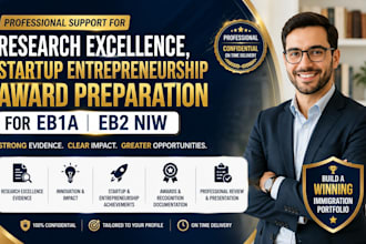 help prepare research excellence, start up entreprenuership award for eb1, eb2
