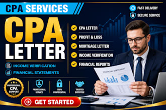 write US CPA letter, mortgage letter and income verification