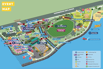 design event map, festival map, venue map and wayfinding map
