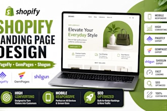 design shopify landing page using pagefly gempages or shogun