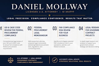 as a US attorney, draft a federal procurement, court documents, legal memorandum