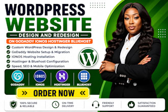 design or redesign wordpress website on godaddy ionos hostinger bluehost