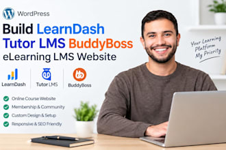 build elearning lms website with learndash tutor lms and buddyboss website