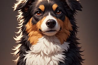 draw custom pet portrait, digital pet, pet drawing