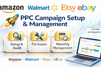 be amazon ebay PPC sponsored ads campaigns  ecommerce setup, optimize and audit