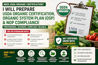 prepare usda organic certification, organic system plan OSP, and nop compliance
