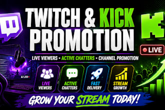 do twitch prom0tion, kick prom0tion, channel prom0tion, live viewers and chatter
