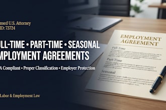 draft a part time full time or seasonal employment agreement contract