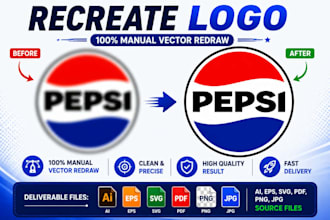 manually recreate logo in vector, redraw, trace, and vectorize