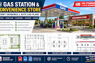 create gas station and convenience store permit drawings