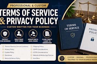 write custom terms of service and privacy policy for your website or app