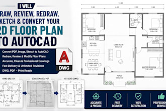 draw, review, redraw, sketch and convert your 2d floor plan to autocad