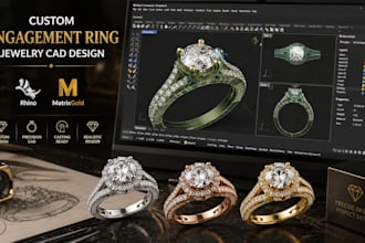 design custom engagement ring jewelry cad with rhino matrixgold rendering