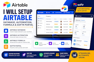 setup airtable database, airtable automation, airtable formula, softr portal