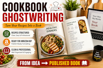 ghostwrite your cookbook, recipe book or food ebook for amazon kdp