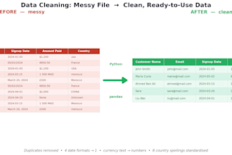 clean, organize and structure your messy excel or CSV data