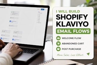 build shopify klaviyo welcome, abandoned cart, and post purchase email flows