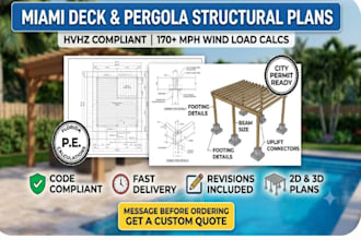 do structural calculation deck pergoia or patio structural plan miami florida