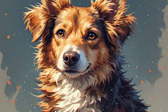 paint dog, cats, whatever pet portrait with watercolor