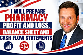 prepare pharmacy profit and loss, balance sheet and cash flow statements