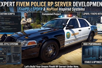 develop fivepd, lspdfr and nopixel inspired police rp server for fivem