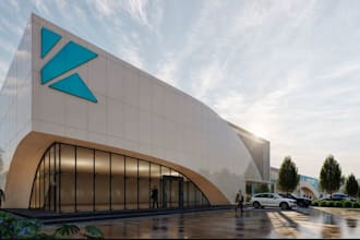 renovate 3d retail space,shop front design,parking lot,grocery store,cgi render