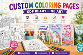create amazon KDP coloring books, custom coloring pages and book covers for kids