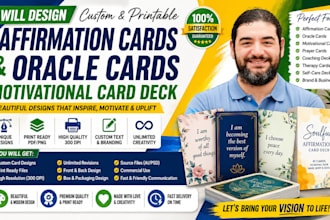 do custom printable affirmation cards, oracle cards, motivational card deck