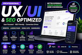 design ux ui website landing page wireframe figma and seo optimized interface