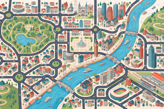 create custom city map illustration, vector map and local map design
